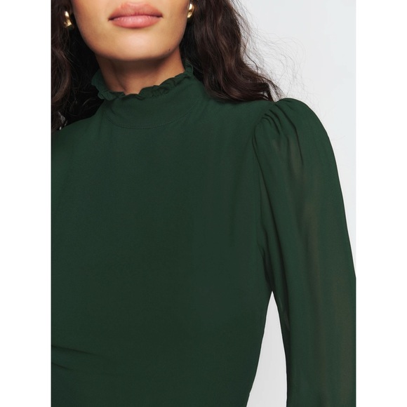 Reformation Lewis Dress in Forest Green - Picture 4 of 12